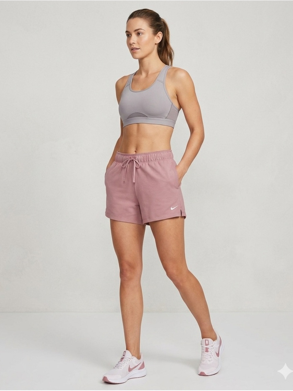 Nike Women's Dusty Pink Athletic Shorts with Drawstring